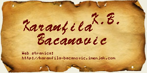 Karanfila Bacanović vizit kartica